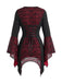 70er Gothic Top mit Totenkopfspitze und Trompetenärmeln