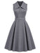 50er ärmelloses Midikleid mit Gürtel und Brosche