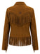 Hellbraune 70er Westernjacke in Wildlederoptik mit Sternen und Fransen
