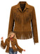 Hellbraune 70er Westernjacke in Wildlederoptik mit Sternen und Fransen