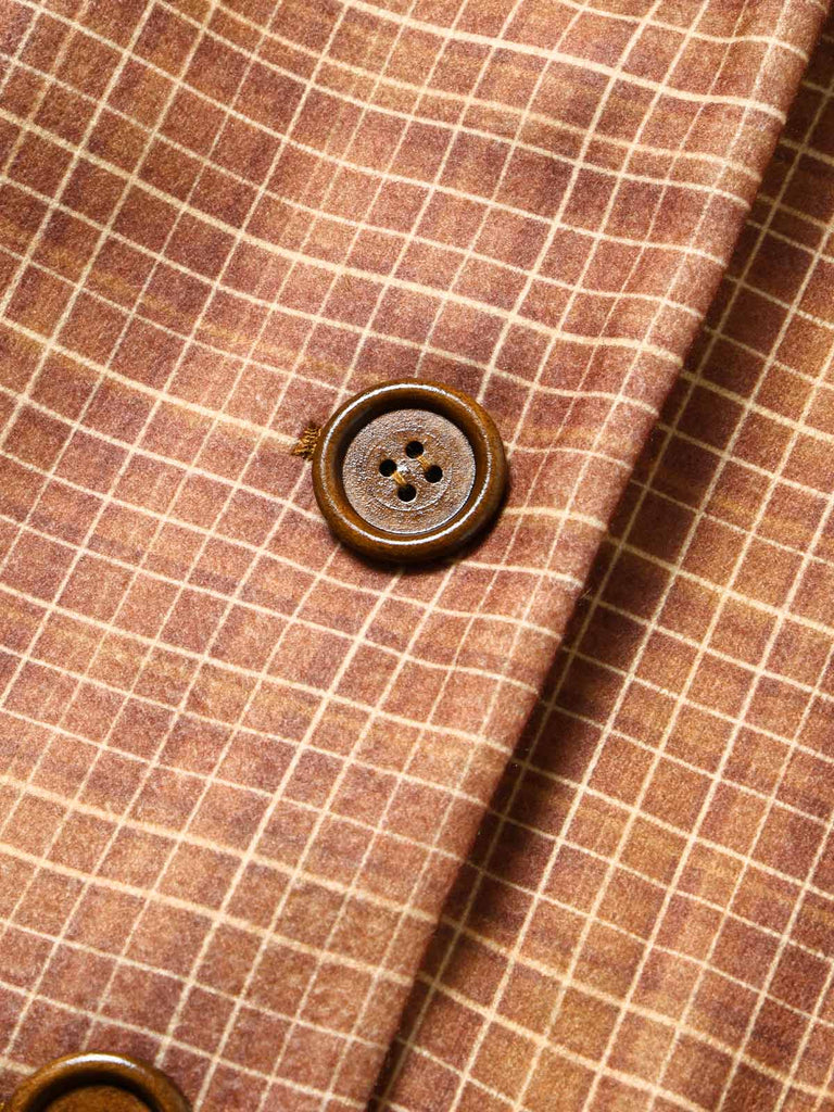 Braune 40er Karojacke mit Fellbesatz und Reverskragen