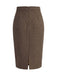 Hellbrauner 40er High-Waist-Tweed-Bleistiftrock mit Fischgrätmuster
