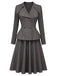 40er Blazer-Top & Rock Set mit V-Ausschnitt