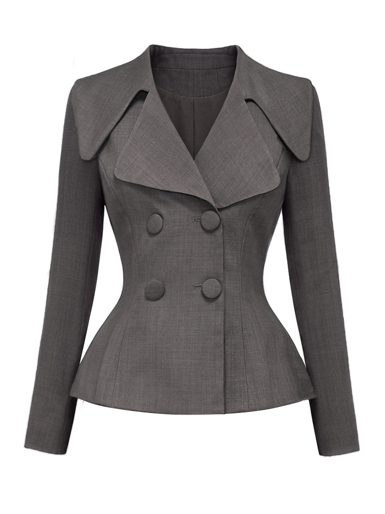 40er Blazer-Top & Rock Set mit V-Ausschnitt