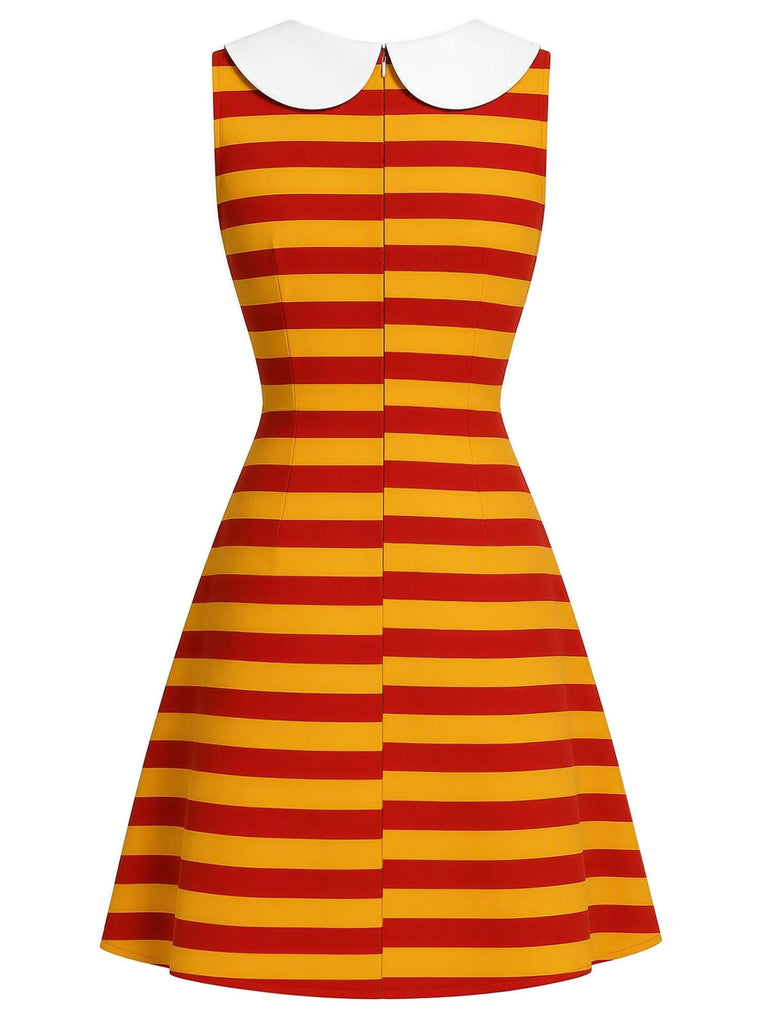 60er A-Linien-Kleid mit Streifen und Sternentaschen