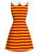60er A-Linien-Kleid mit Streifen und Sternentaschen