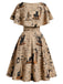 [Vorverkauf] 50er Capeletkleid mit Katzen-Zeitungsprint und Gürtel