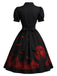 50er Swingkleid mit Fledermaus-Mond und Herz-Cut-out
