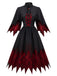 50er Vampirkleid mit Fledermausärmeln und Zackensaum