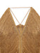 Goldenes 30er Neckholder-Maxi-Abendkleid mit Fransen und Rückenschlitz