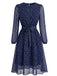 Bordeauxrotes 40er Chiffonkleid mit Polka-Dots und Bindegürtel