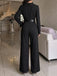 50er zweireihiger Jumpsuit mit Reverskragen, Gürtel und Beinschlitzen