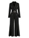 50er zweireihiger Jumpsuit mit Reverskragen, Gürtel und Beinschlitzen