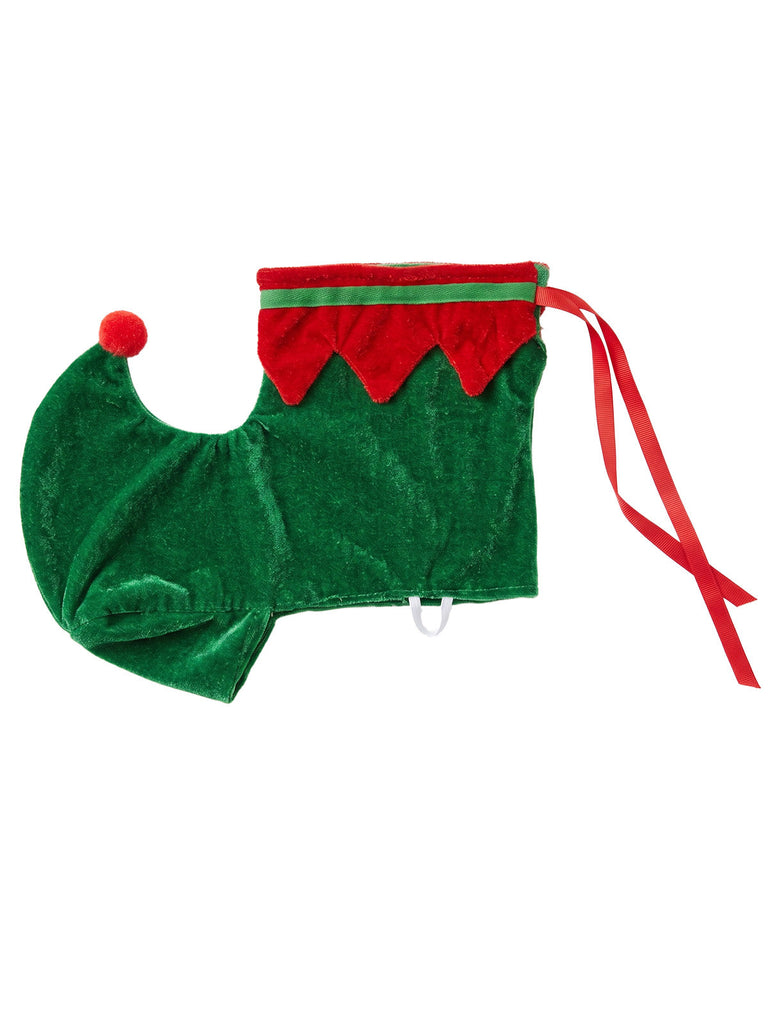 Grünes 40er Weihnachts-Elfenkostüm mit Samt und Gürtel