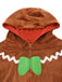Brauner 60er Lebkuchen-Jumpsuit mit Kapuze und Reißverschluss