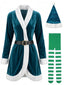 60er Weihnachts-Minikleid aus Samt mit Plüschbesatz