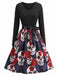 50er Halloween-Swingkleid mit Kürbis-Print und Blütenkragen