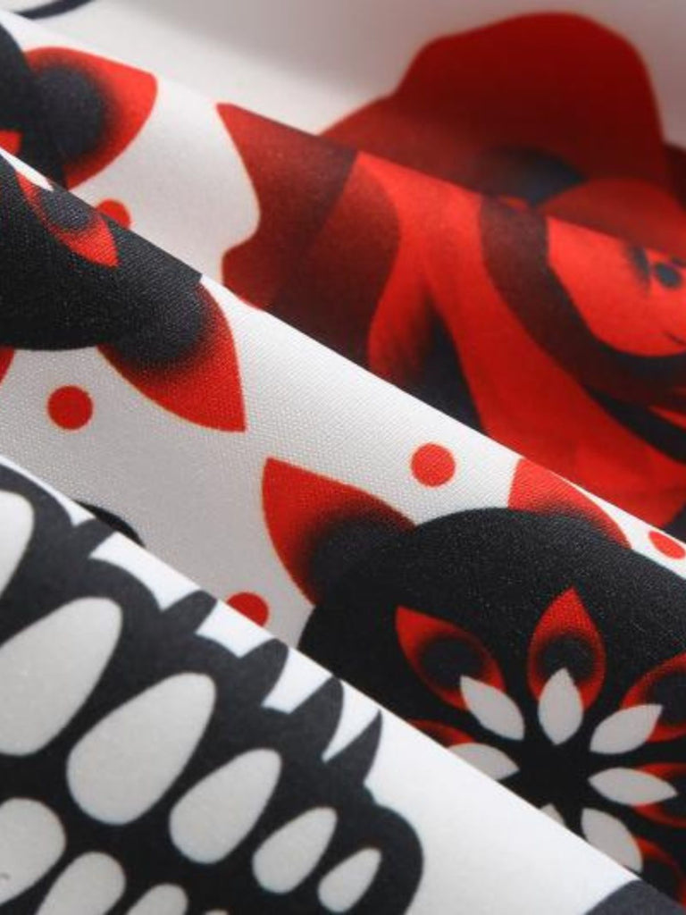 50er Halloween-Swingkleid mit Kürbis-Print und Blütenkragen