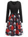50er Halloween-Swingkleid mit Kürbis-Print und Blütenkragen