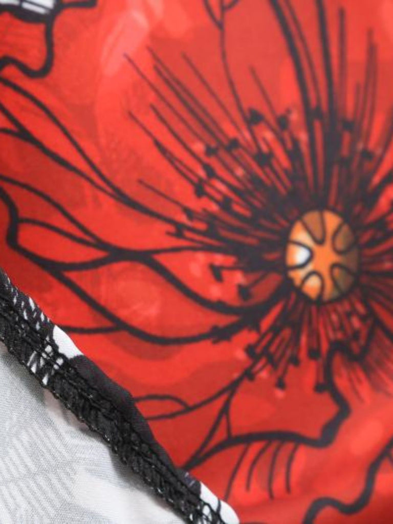 50er Halloween-Swingkleid mit Kürbis-Print und Blütenkragen