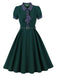 Grünes 50er Swingkleid mit Polka-Dots und Puffärmeln