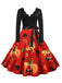 50er Halloween Swingkleid mit Kürbis und Blütenkragen