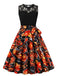Ärmelloses 50er Halloween-Kleid mit Spitze und Bindegürtel
