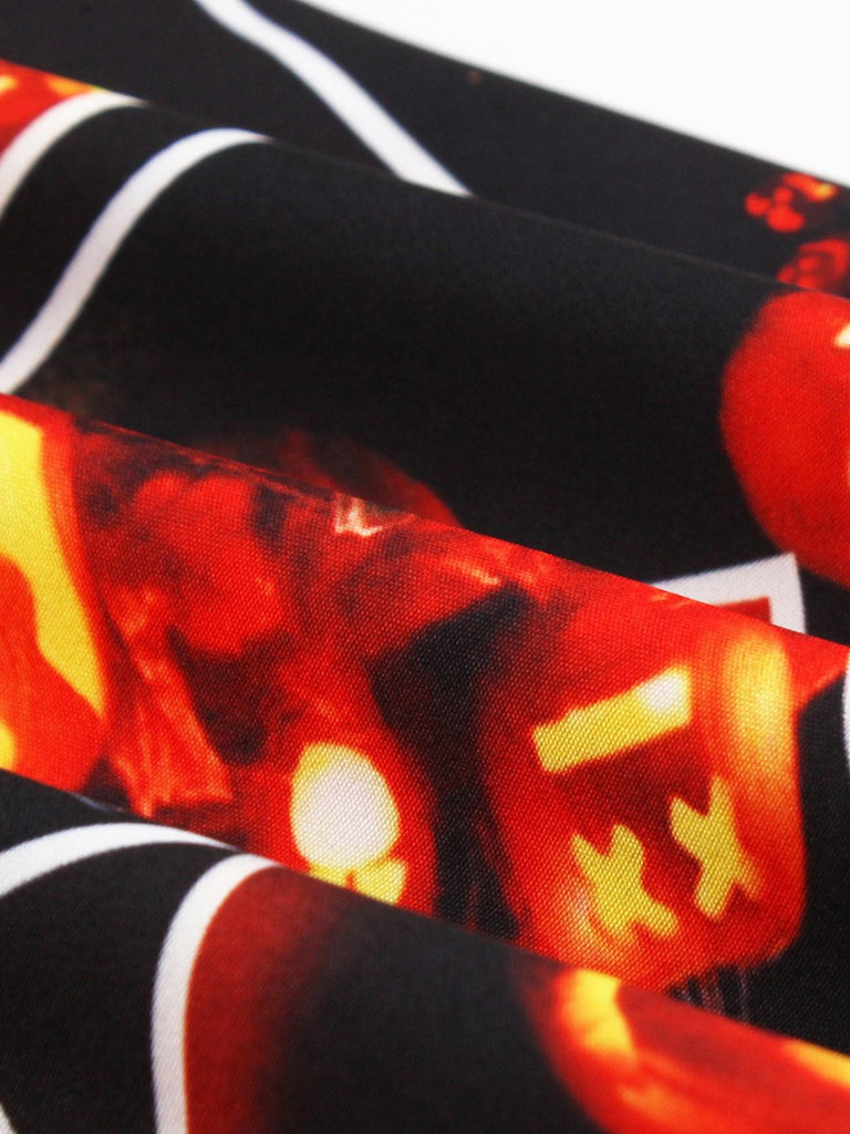 Ärmelloses 50er Halloween-Kleid mit Spitze und Bindegürtel
