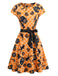 50er Halloween Swingkleid mit Kürbis- und Eulen-Print