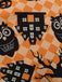 50er Halloween Swingkleid mit Kürbis- und Eulen-Print