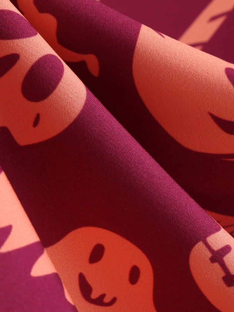 50er Halloween Swingkleid mit Kürbis- und Eulen-Print