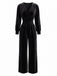 50er Samt-Jumpsuit mit V-Ausschnitt und Smok
