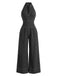 40er Jeans-Overall mit Neckholder und weitem Bein