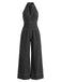 40er Jeans-Overall mit Neckholder und weitem Bein