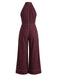 40er Jeans-Overall mit Neckholder und weitem Bein