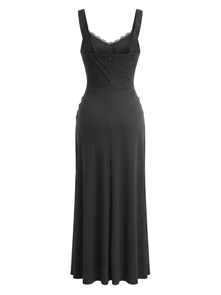 30er Maxikleid mit Spitze und Raffung