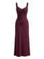 Weinrotes 30er Maxikleid mit Spitze und Raffung