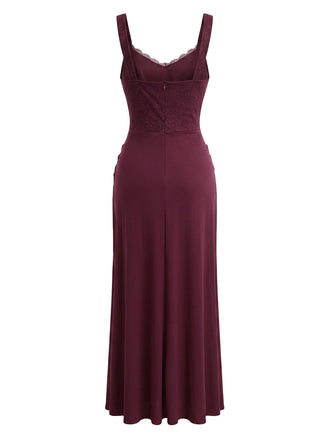 30er Maxikleid mit Spitze und Raffung