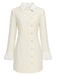 Beige 60er Minikleid mit plissierten Manschetten und Knopfleiste