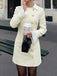 Beige 60er Minikleid mit plissierten Manschetten und Knopfleiste