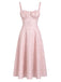 50er Jacquard-Korsettkleid mit Blumen und Spaghettiträgern