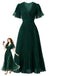 70er Plissee-Maxikleid mit gestuften Volantärmeln