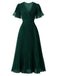 70er Plissee-Maxikleid mit gestuften Volantärmeln