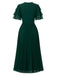 70er Plissee-Maxikleid mit gestuften Volantärmeln
