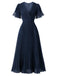 70er Plissee-Maxikleid mit gestuften Volantärmeln