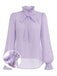 50er Set aus Bluse mit Schleifenkragen & Blumen-Trägerkleid
