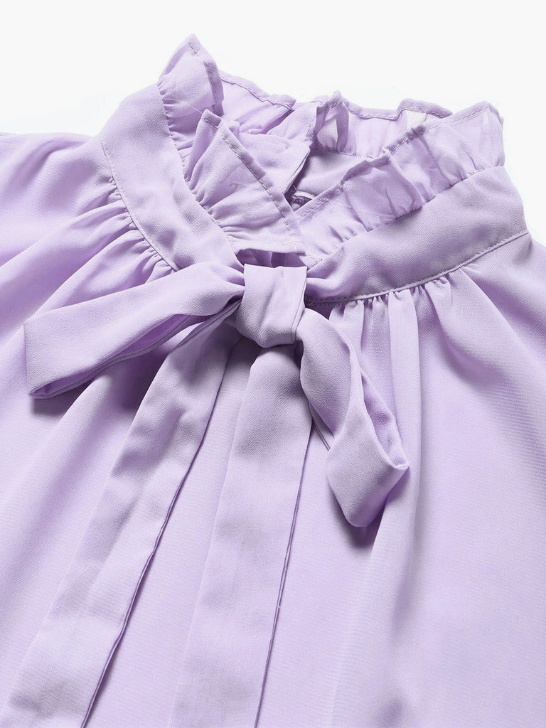 50er Set aus Bluse mit Schleifenkragen & Blumen-Trägerkleid