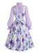 50er Set aus Bluse mit Schleifenkragen & Blumen-Trägerkleid