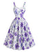 50er Träger-Swingkleid mit lavendelfarbenen Blumen