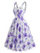 50er Träger-Swingkleid mit lavendelfarbenen Blumen